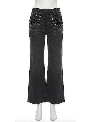 Dear John Fiona Wide Leg Sparkle Jeans in Black (view 1)
