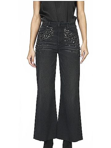 Dear John Fiona Wide Leg Sparkle Jeans in Black (view 2)