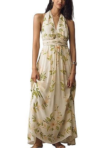 FARM Rio V-Neck Floral Chiffon Maxi Dress Casual Dress (view 1)