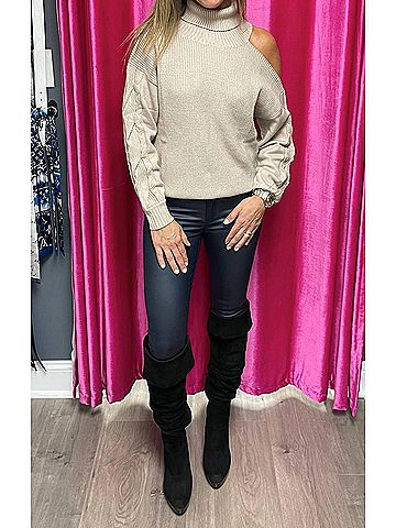 Bianco Cheri Coated Skinny Jeans in Navy (view 2)