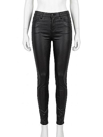 Bianco Coated Ankle Zip Jeans in Black (view 1)