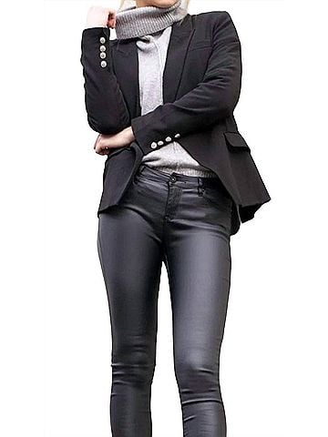 Bianco Coated Ankle Zip Jeans in Black (view 2)