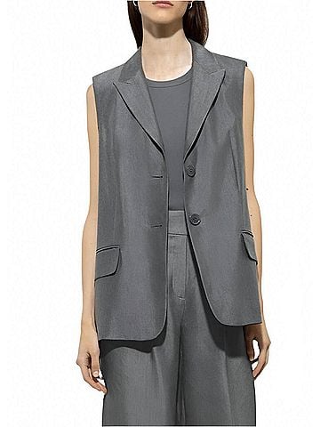 Luisa Cerano Gabardine Blazer Vest in Cool Gray (view 2)