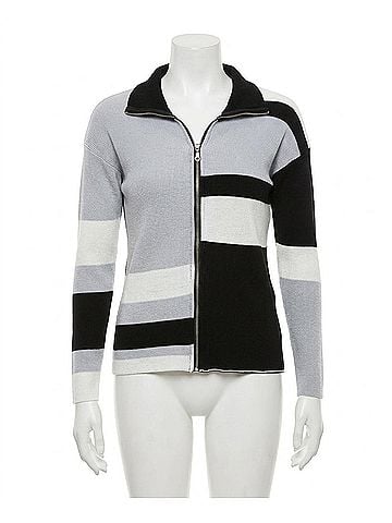 Angel Apparel Color Block Zip Jacket in Black/Multi (view 1)
