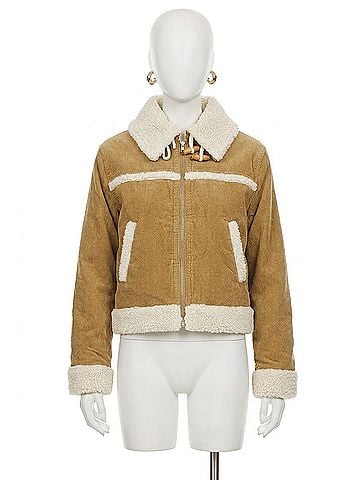 AMO Betty Shearling Corduroy Jacket in Cumin (view 1)