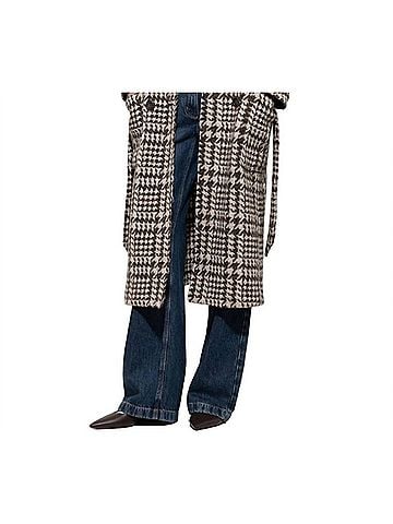 Luisa Cerano Glencheck Coat With Belt in Espresso Multi (view 2)