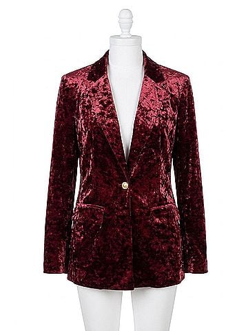 Oddi Cherry Velvet Blazer in Wine (view 1)
