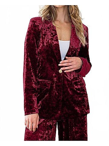 Oddi Cherry Velvet Blazer in Wine (view 2)