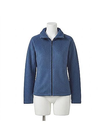Kinross Women's Knit Trim Zip Coat in Saphire (view 1)