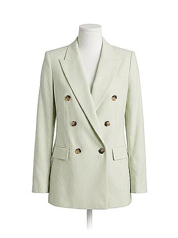 Reiss Dianna Double Breasted Linen Blend Suit Blazer in Mint (view 1)