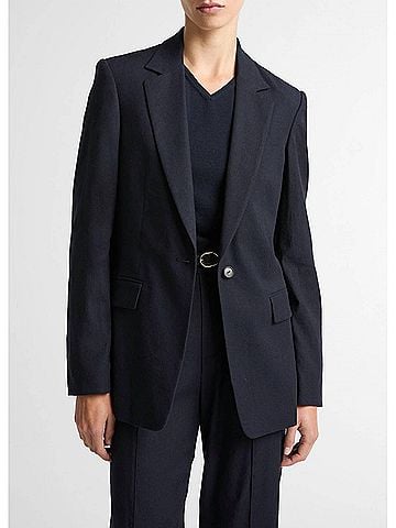 Vince. Linen Blend Single Breasted Blazer in 436 Mar (view 2)