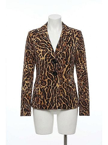 Joseph Ribkoff Animal Print Fitted Blazer Jacket in Black/ Brown (view 1)