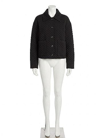 Vince. Quilted Collared Jacket in Black (view 1)