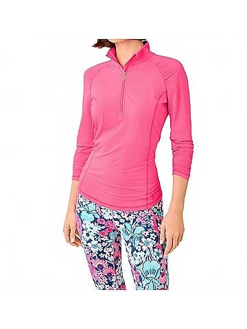 Lilly Pulitzer Justine Upf 50+ Half Zip Jacket in Cherry Blossom Pink (view 2)