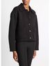 Vince. Solid Black Quilted Collared Jacket in Black Size L - photo 3