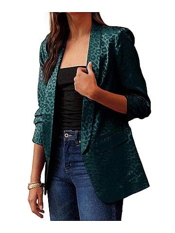 Oddi Too Far Gone Leopard Blazer in Dark Forest (view 2)