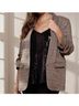 Oddi Plaid Gray Plaid Collared Blazer in Taupe Size 3X - photo 2