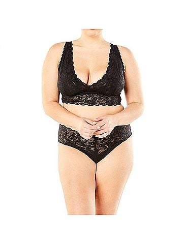 Cosabella Never Say Never Extended Plunge Longline Bralette in Black (view 2)