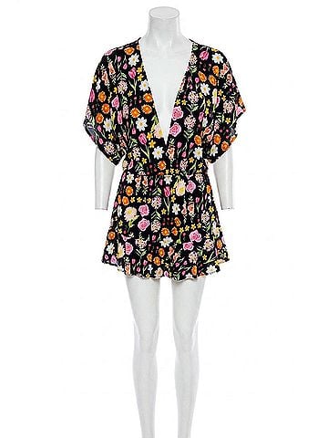 Luli Fama Luli's Secret Garden Playera V-Neck Ruffle Mini Dress in Multicolor (view 1)