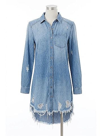 SNEAK PEEK Women's Denim Shirt Dress in Blue (view 1)