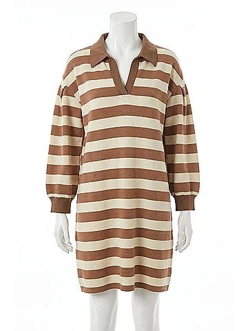 Oddi Striped Ottoman Dress - Plus in Olive (view 1)