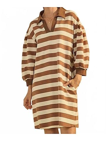 Oddi Striped Ottoman Dress - Plus in Olive (view 2)