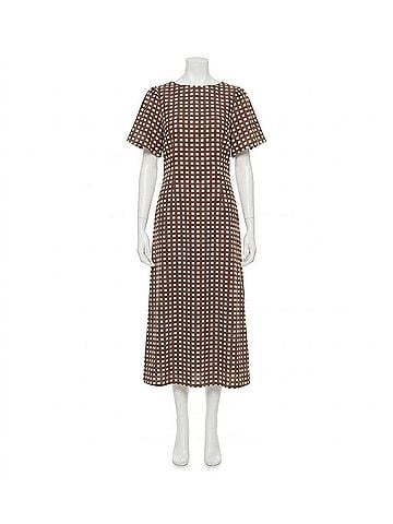 Baum Und Pferdgarten Adalene Midi Dress in Hot Fudge Check (view 1)