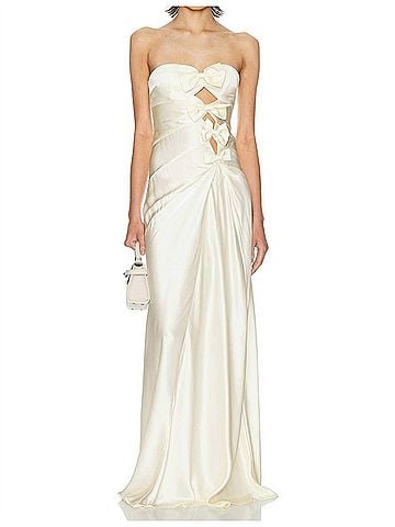 Helsa The Silk Faye Dress in Egg Shell (view 2)