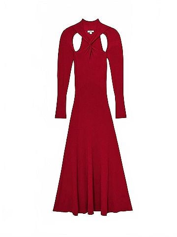 Reiss Vivienne Cut Out Knitted Dress in Red (view 1)