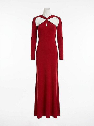 Reiss Vivienne Cut Out Knitted Dress in Red (view 2)