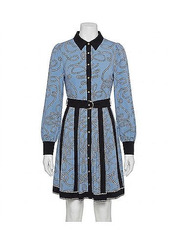 Karl Lagerfeld Rope Print Midi Shirt Dress in Blue (view 1)