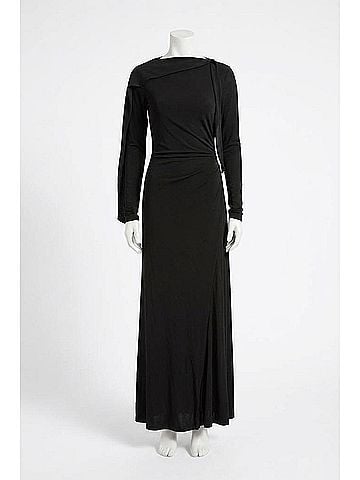 Victoria Beckham Long Sleeve Draped Jersey Gown in Black (view 2)