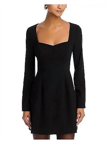 French Connection Whisper Sweetheart Long Sleeve Mini Dress in Black (view 2)