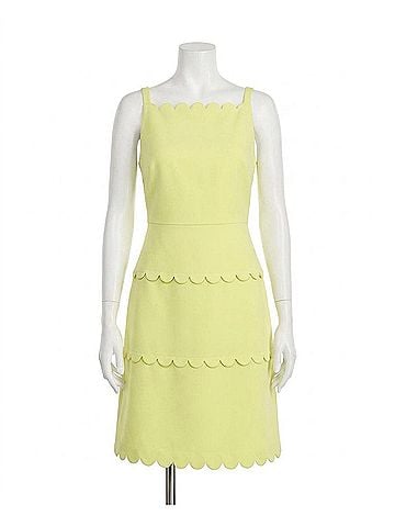 Karl Lagerfeld Scallop-Trim Scuba Dress in Citrus Green (view 1)
