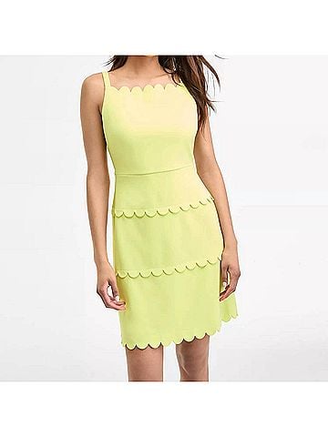 Karl Lagerfeld Scallop-Trim Scuba Dress in Citrus Green (view 2)