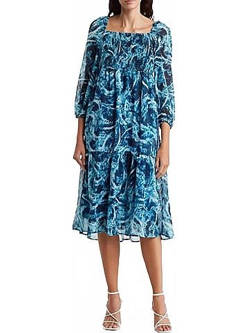 Nordstrom Tash And Sophie Smocked Bodice Dress in Blue (view 2)