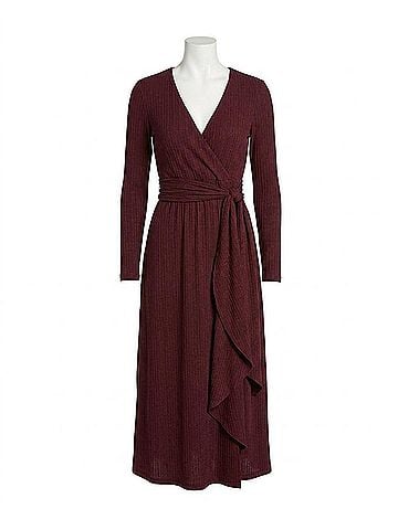 Reiss Maddie Jersey Wrap Dress in Burgandy (view 1)