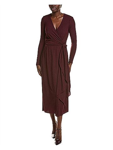 Reiss Maddie Jersey Wrap Dress in Burgandy (view 2)