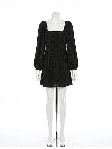 Molly Bracken Square Neckline Mini Dress in Black (view 1)