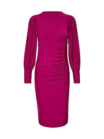 Gestuz Rifagz Puff Fitted Midi Dress in Fuschia (view 1)