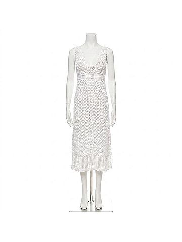 Helen Jon Claudia Crochet Midi Dress in White (view 1)
