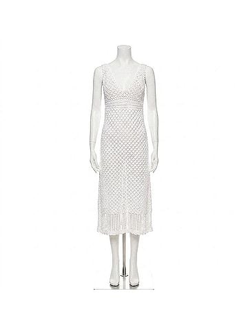 Helen Jon Claudia Crochet Midi Dress in White (view 1)