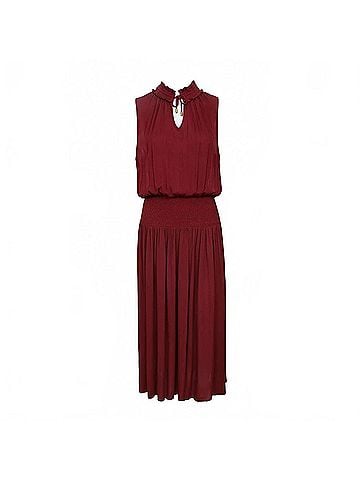 Helen Jon Sleeveless Smocked Dress in Merlot (view 1)