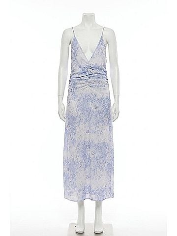 Baum Und Pferdgarten V-Neck Floral Slip Dress in Distorted Blue Flower (view 1)
