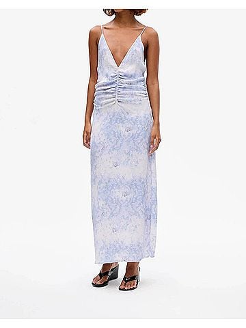 Baum Und Pferdgarten V-Neck Floral Slip Dress in Distorted Blue Flower (view 2)