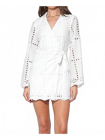 Adelyn Rae Bella Wrap Eyelet Dress in White (view 2)