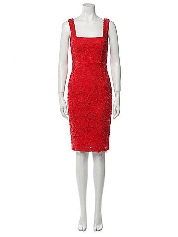 Adelyn Rae Vonna Embroidered Flower Midi Dress in Red (view 1)