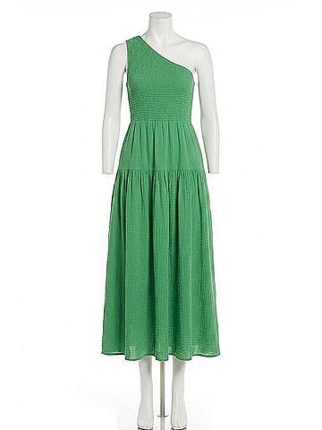 Elan One Shoulder Maxi Dress in Green (view 1)