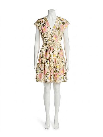 Derek Lam 10 Crosby Tora V-Neck Mini Dress in Safari Multi (view 1)