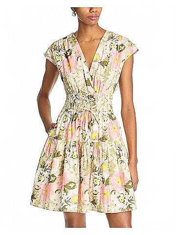 Derek Lam 10 Crosby Tora V-Neck Mini Dress in Safari Multi (view 2)